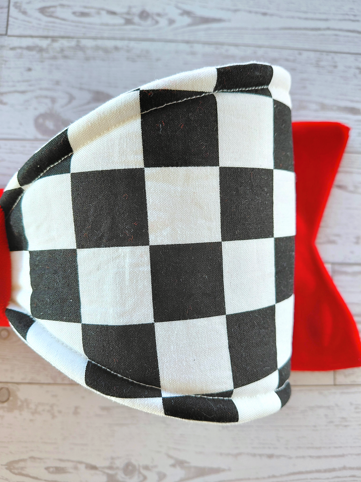 Red Velvet Checkered Wired Fabric Bow