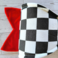 Red Velvet Checkered Wired Fabric Bow