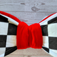 Red Velvet Checkered Wired Fabric Bow